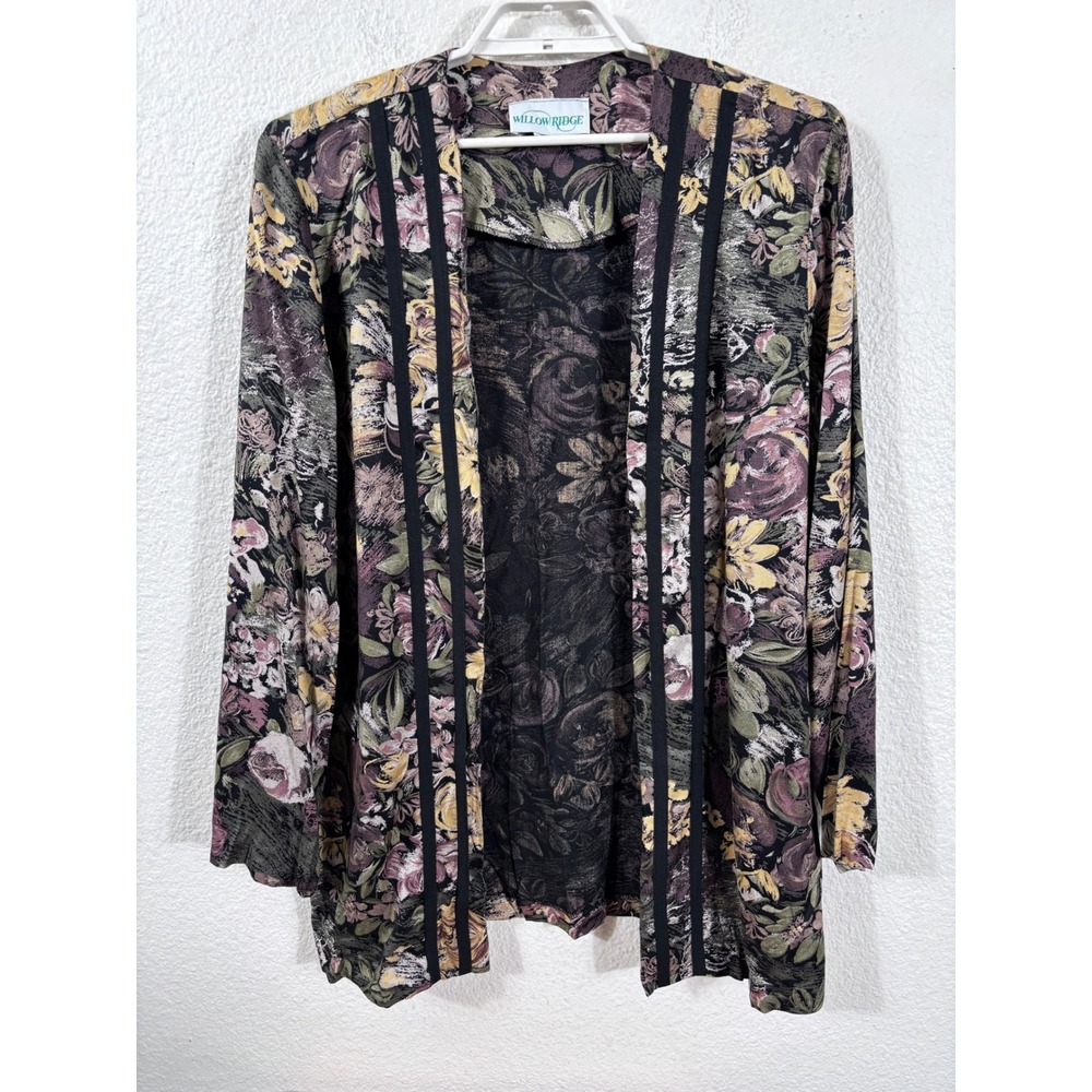 Willow Ridge Open Front Blazer Womens Size 18 Cottagecore Floral Rayon USA Y2